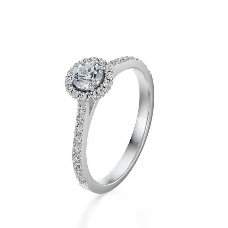 Pierścionek z białego złota z diamentami